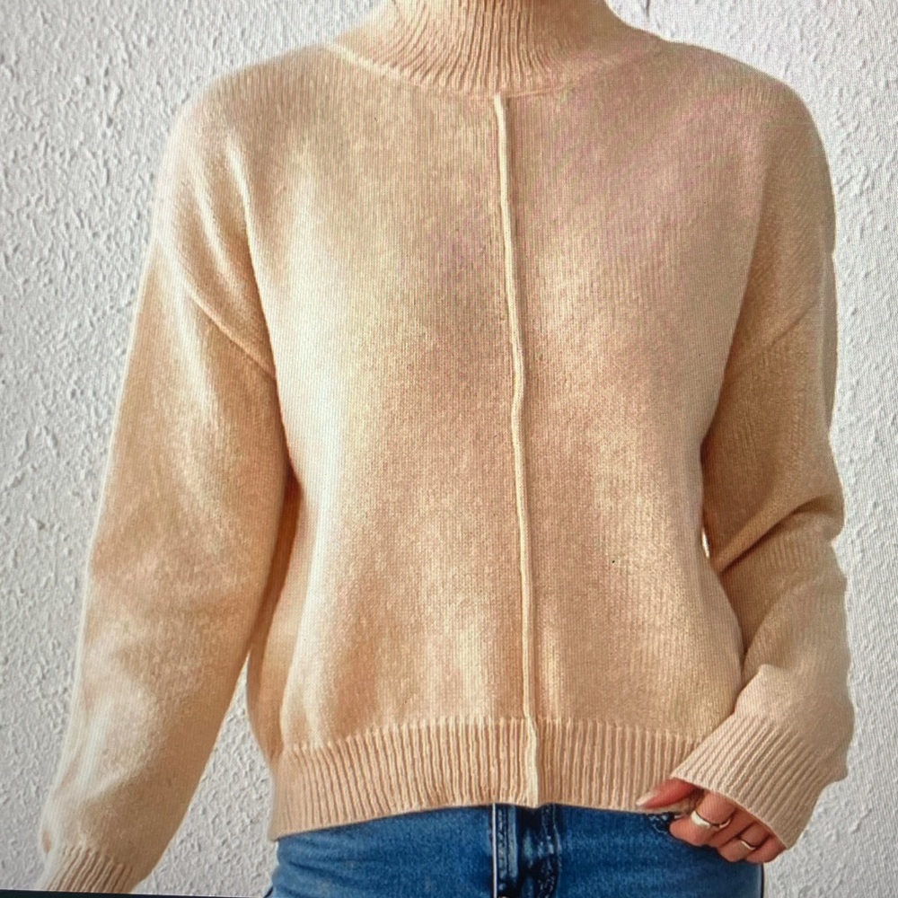 Cozy Tan Turtleneck Sweater - Picture 2 of 3
